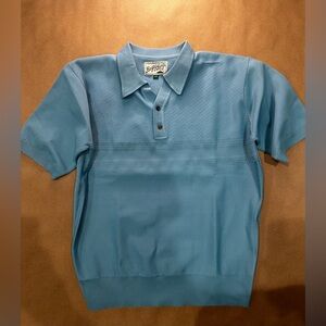 Bogey Boys Textured Knit Polo Men’s L – Light Blue Short Sleeve Golf Shirt